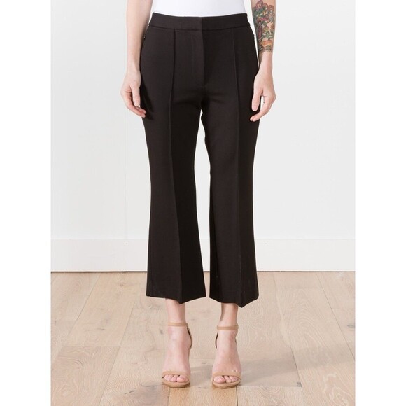 Tibi Jane Cropped boot Cut Pants Flare High Waist Minimalist Office Work Black 0 - Picture 1 of 11